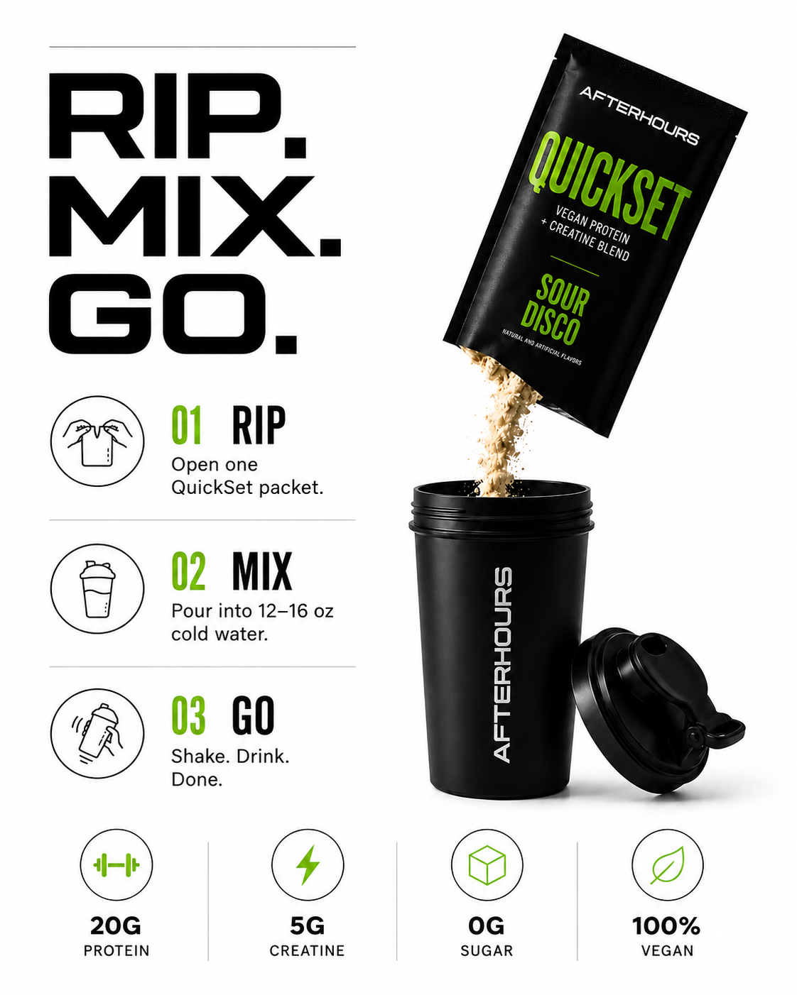 QuickSet Protein + Creatine Stick Packs – 20g Protein, 5g Creatine Single-Serve