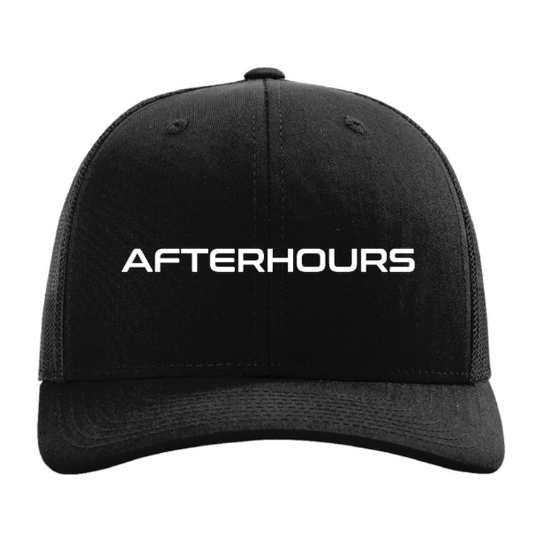 The Blackout hat, front, with the Afterhours logo