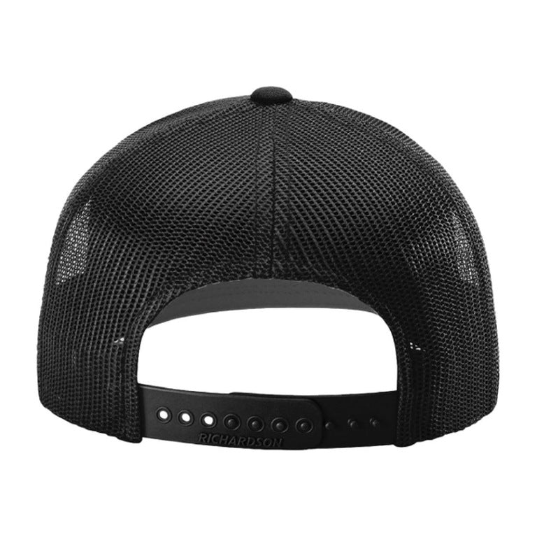 The Blackout hat, back, mesh with snapback strap